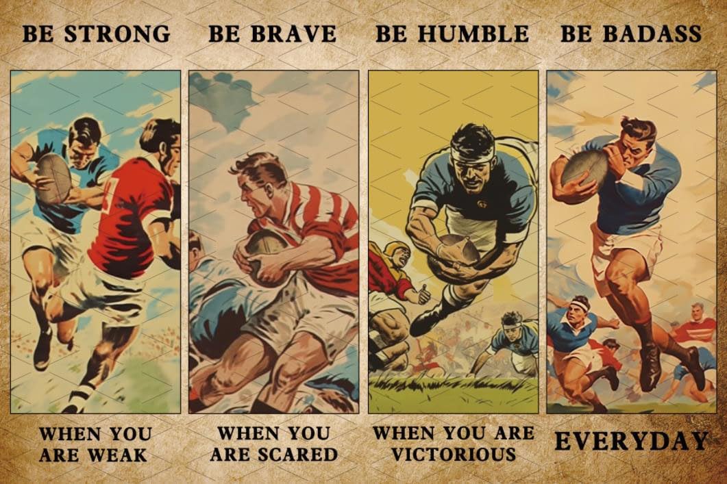 Vintage Fashion Posters - Targa in metallo vintage Flyhaw Rugby