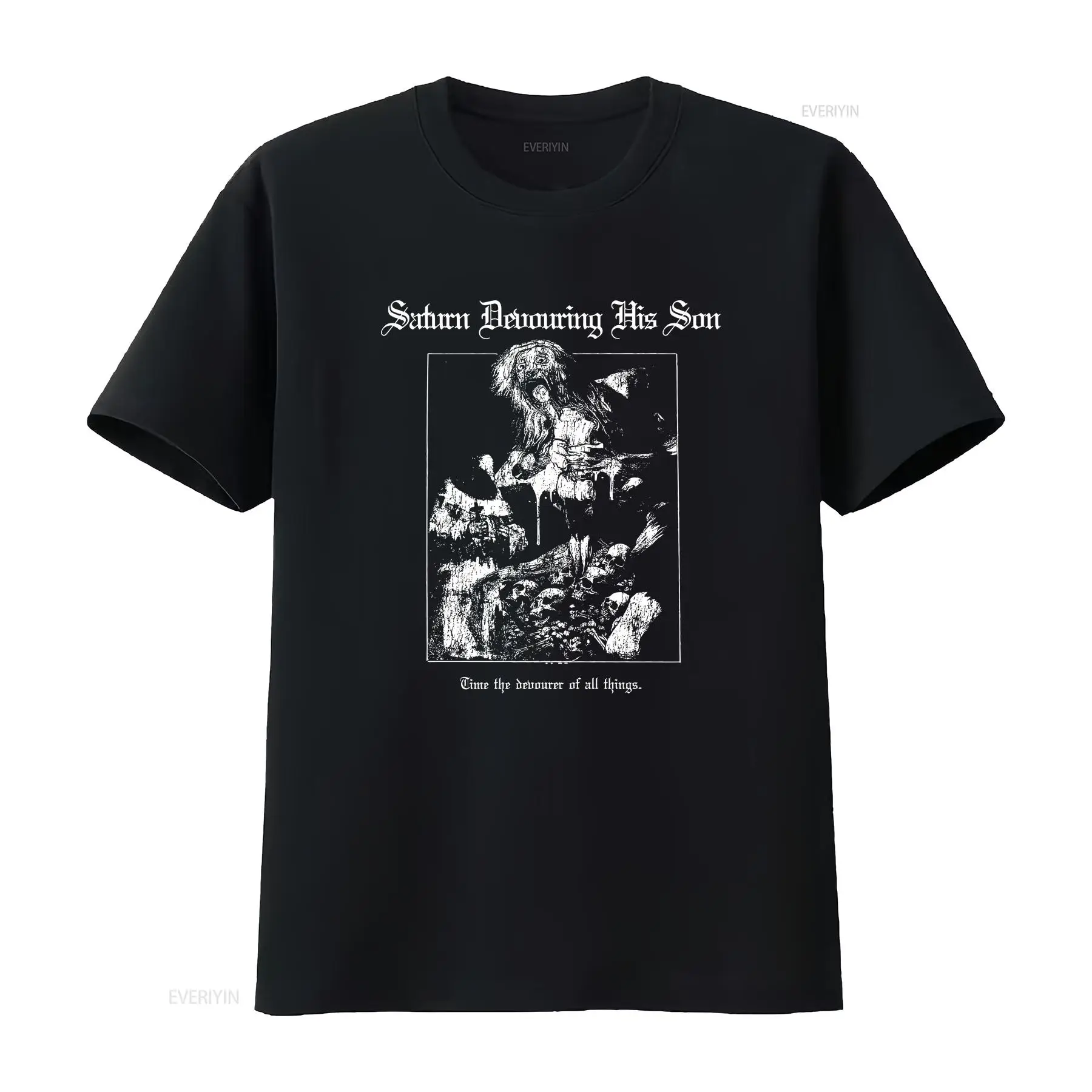 Vintage Fashion De - Maglietta horror gotica Saturno che devota