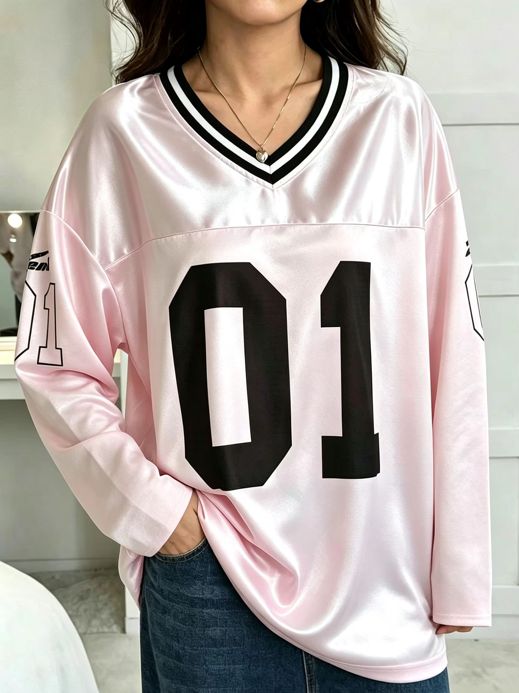 Vintage Fashion Aesthetic - Maglietta a Maniche Lunghe Oversize Vintage