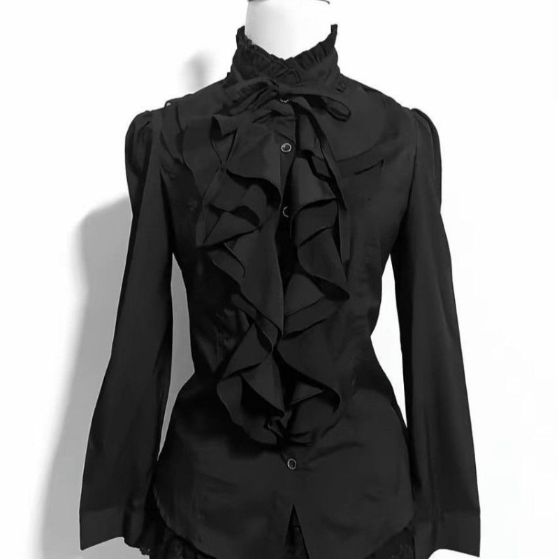 Vintage Fashion Japan - Camicette Lolita gotiche nere Deeptown Camicie