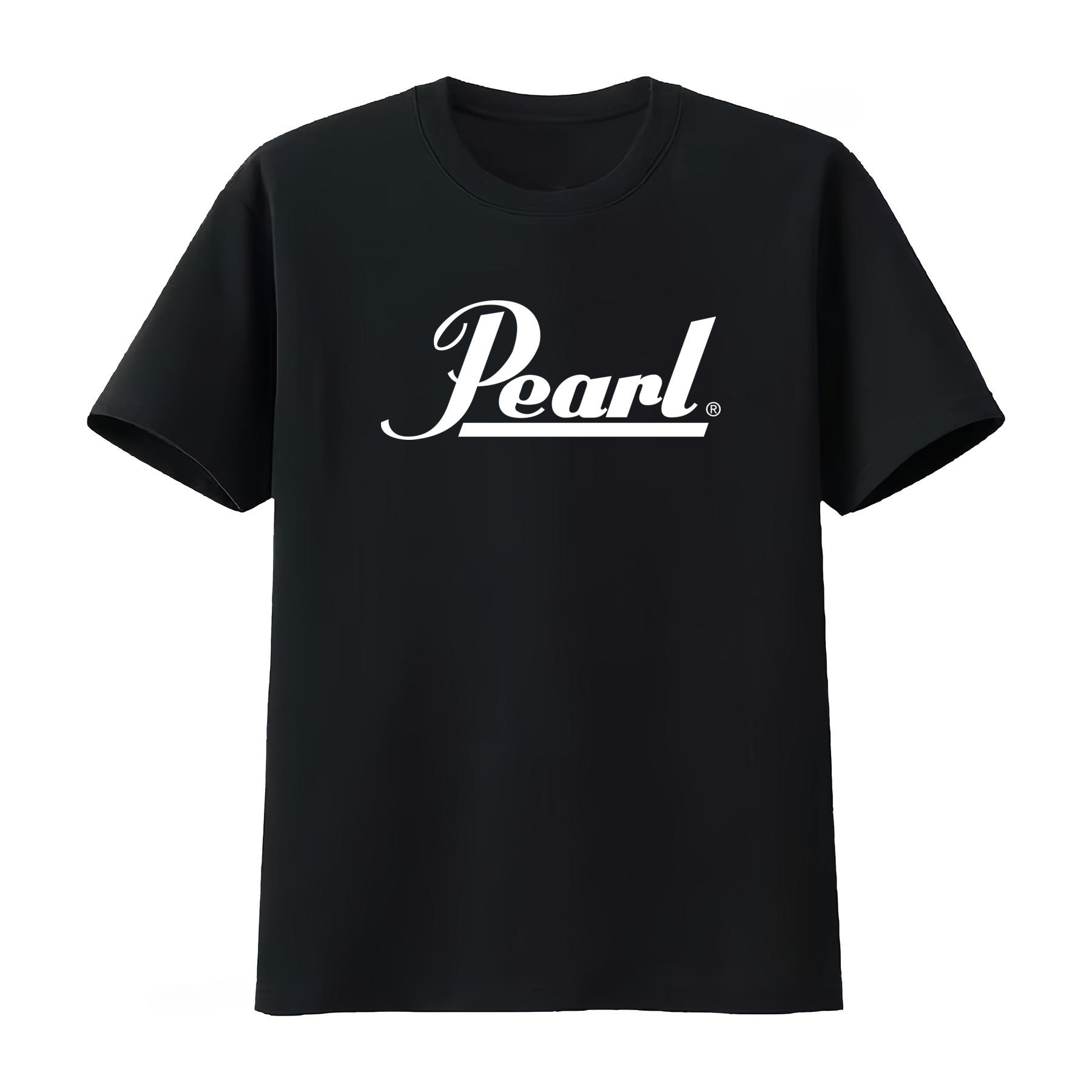 Vintage Fashion Icons - T-shirt Pearl Drums Logo Nero Bianco: