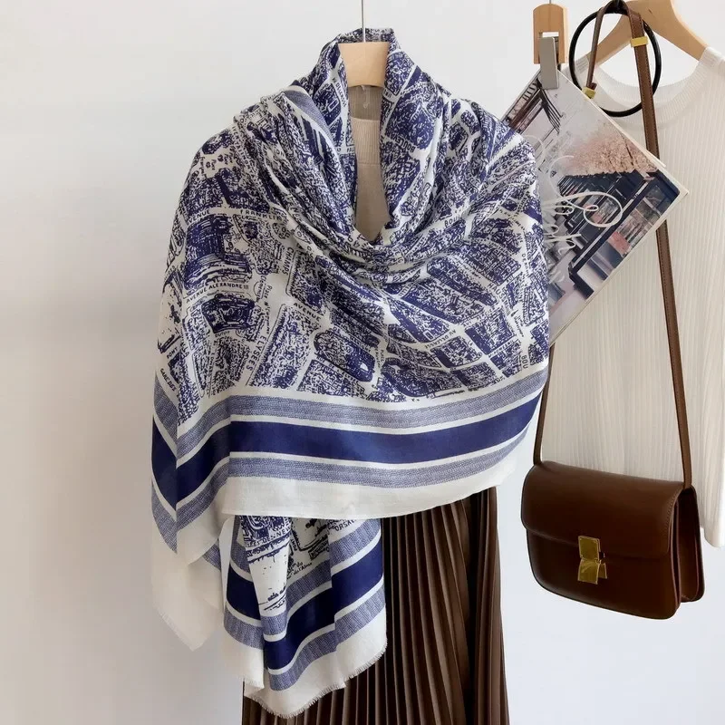 Vintage Fashion Paris - Sciarpa lunga calda morbida con frange