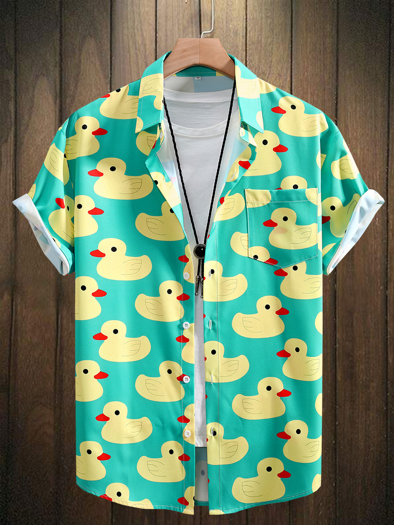 Camicia da Uomo, Stampa Anatra - Bowling Shirt Camp recensione e prezzo